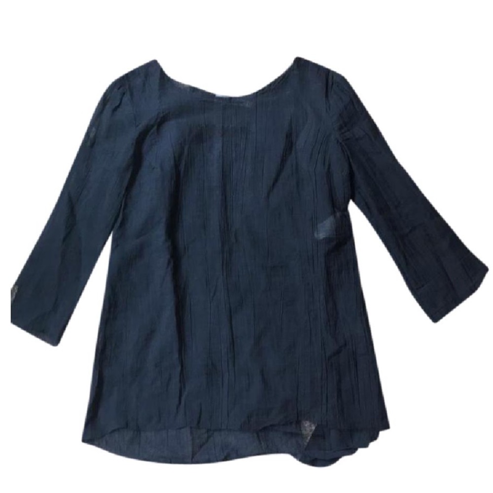Nil Sander Navy semi sheer blouse. size 34 (4)
